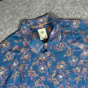 The Territory Ahead Mens XL Blue Floral Print Short Sleeve Button Up Shirt